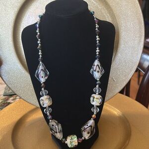 Crystal & Multicolored Beaded Necklace 23” Long; NWOT; Unique & Beautiful!